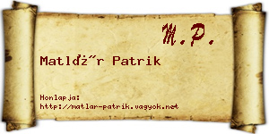 Matlár Patrik névjegykártya